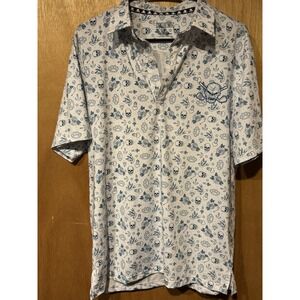 Tattoo Golf Polo Shirt Mens Small Skull Roses Knuckles All Over Print (K)